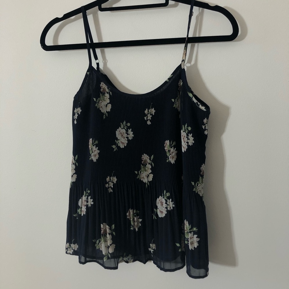 abercrombie and fitch blue floral tank top